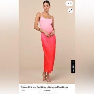 Ottavia Pink and Red Ombre Backless Maxi Dress
